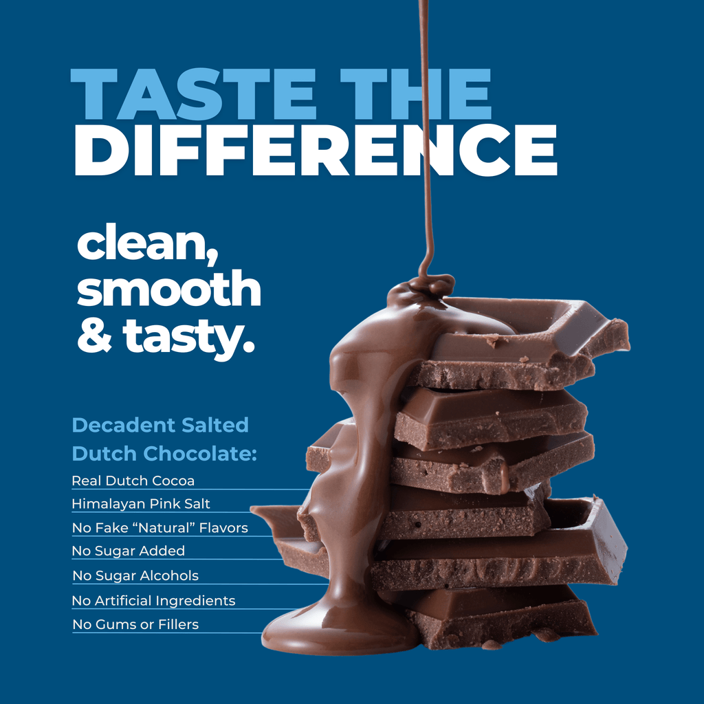 Taste the Difference with Purpose Meals clean, smooth & tasty Salted Chocolate from Real Dutch Cocoa and Himalayan Pink Salt - No Fake Natural Flavors, No Sugar Added, No Sugar Alcohols, No Artificial Ingredients and No Gums or Fillers.
